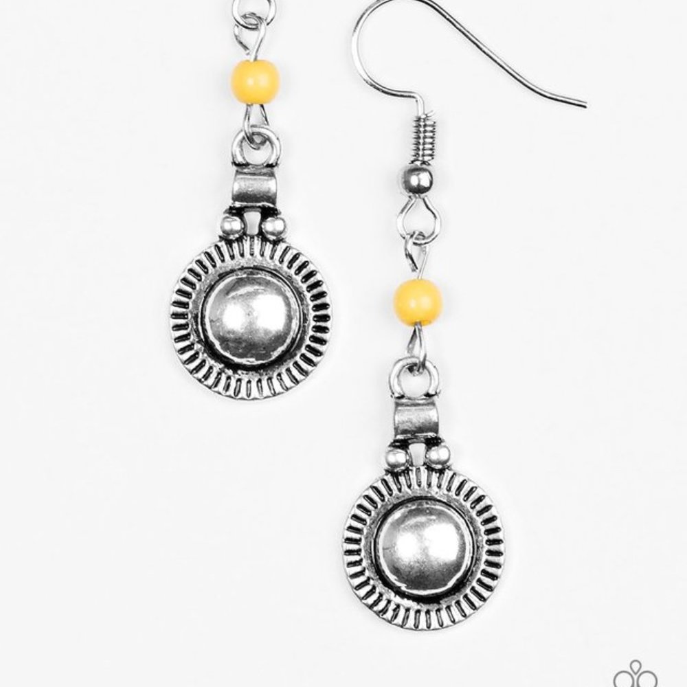 Silver and Yellow Beaded Earrings from Paparazzi